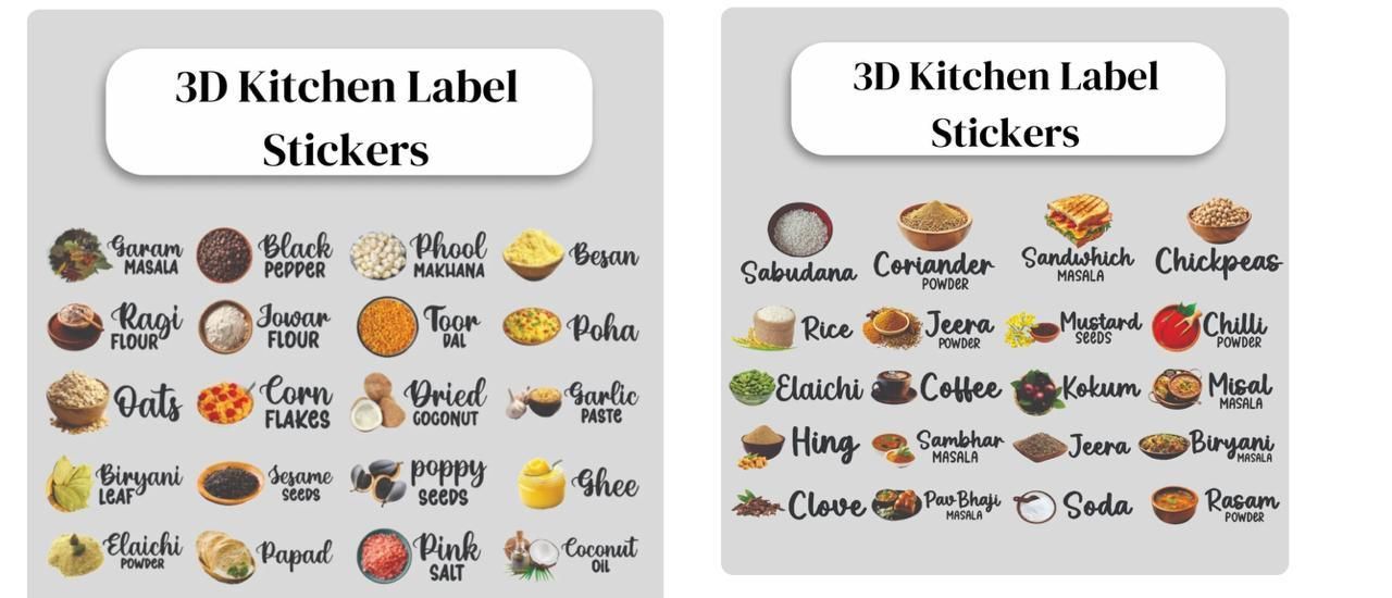 3D Waterproof Kitchen Spice Jar Label Stickers